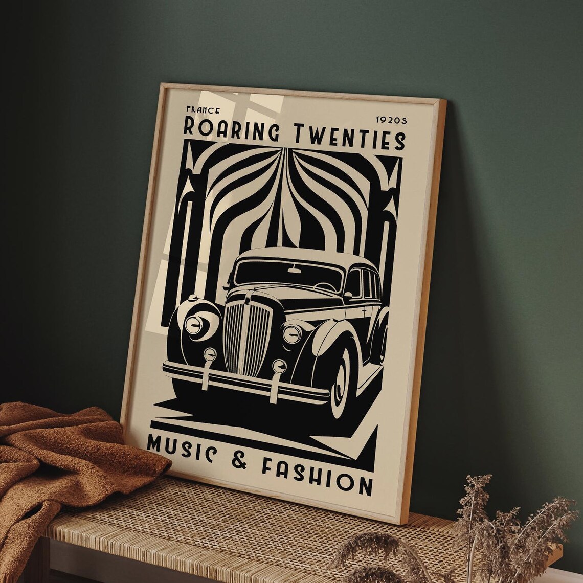 Roaring Twenties France 1920s Vintage Car Music Fashion Poster
