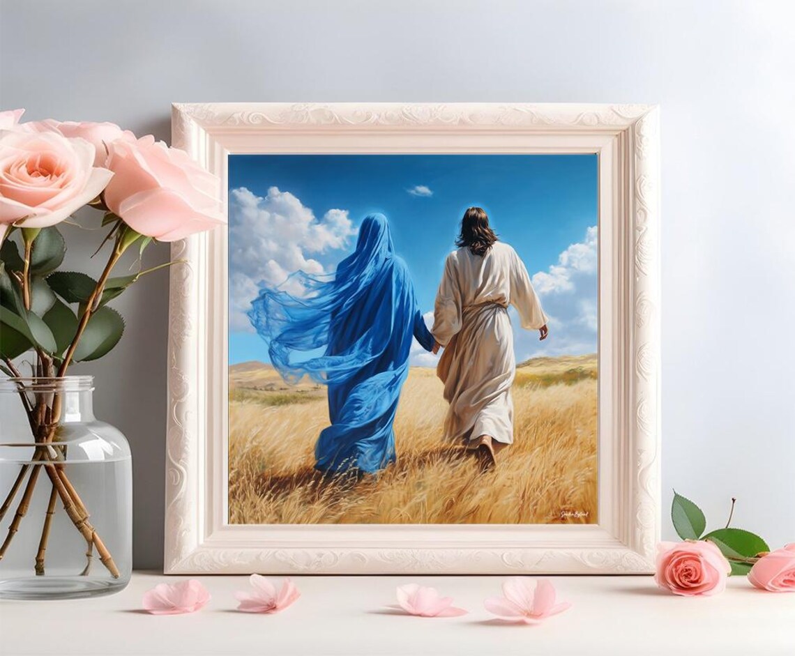 Jesus And Mary Walking, Christian Faith Decor - Image 3