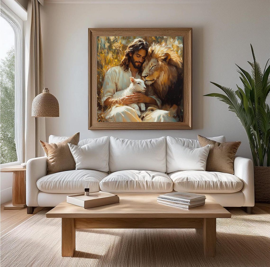 Jesus Lion Lamb Art Print, Christian Wall Decor - Image 4