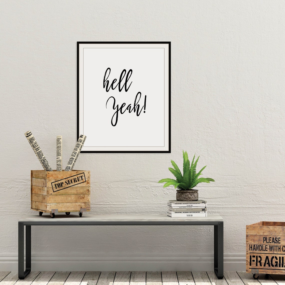 Hell Yeah Script Typography Fun Positive Energy Minimalist Poster - Image 3