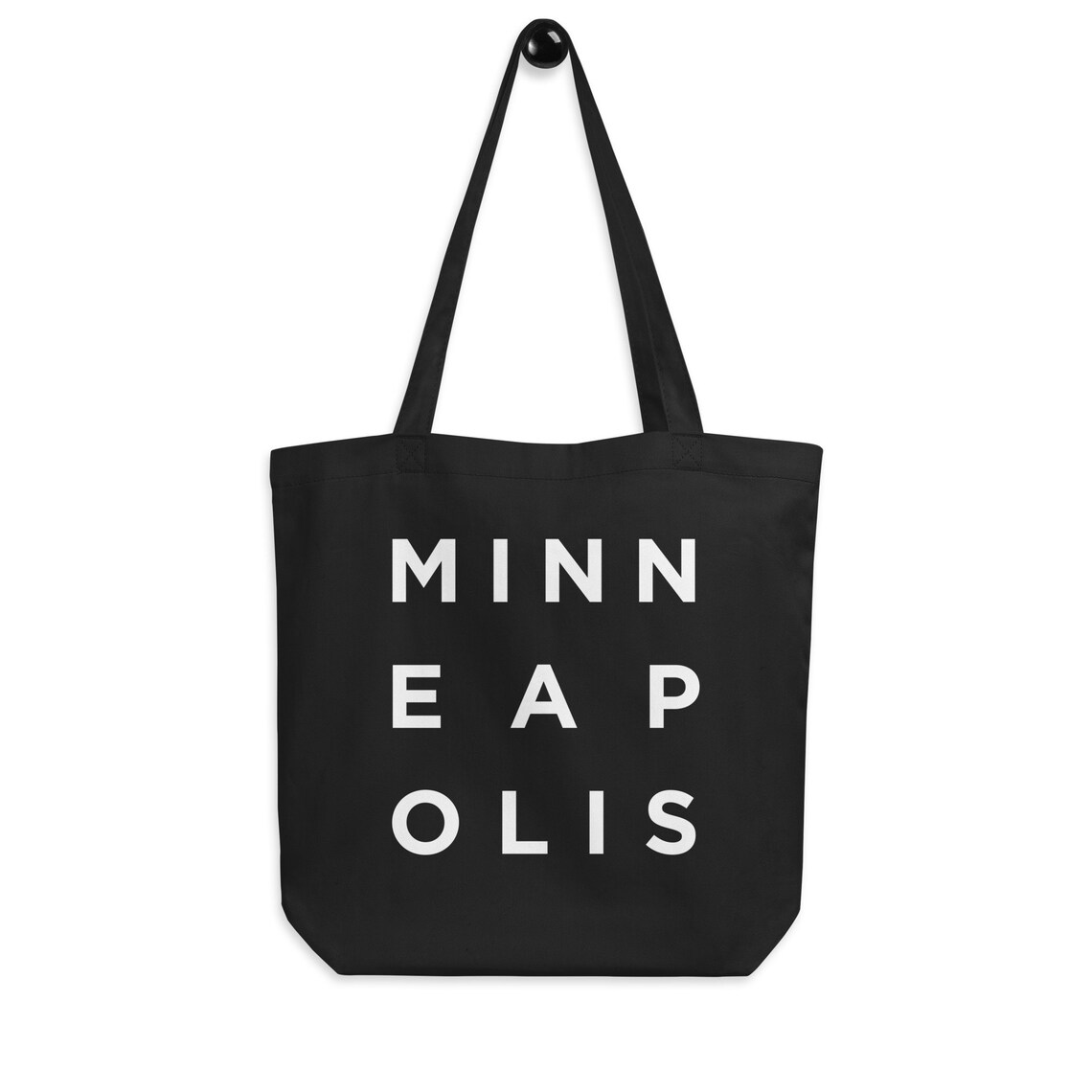 Certified Organic Black Cotton Tote Bag Corner Detail Photo Print - Image 4