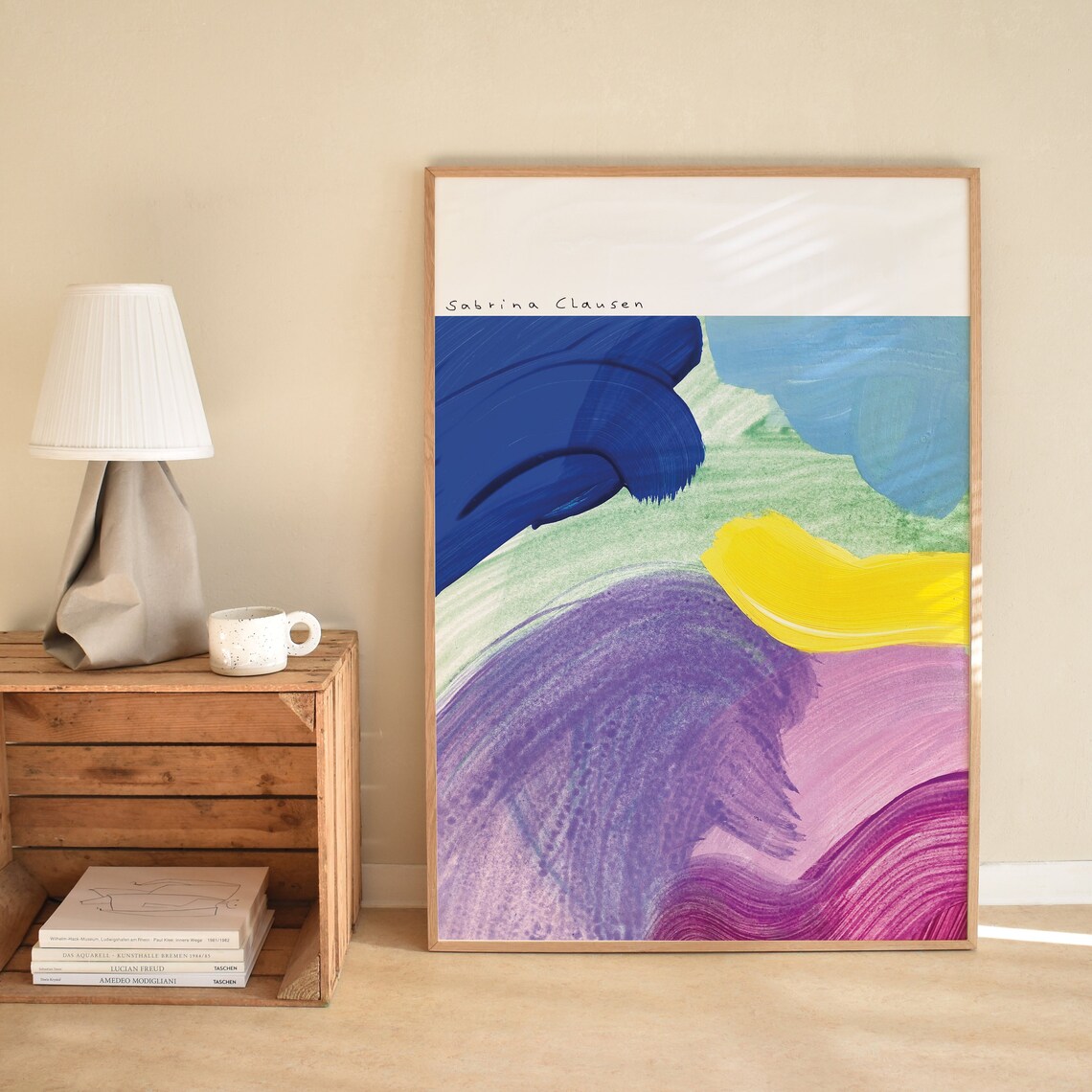 Sabrina Clausen Cobalt Mint Purple Yellow Brushstroke Wall Art - Image 2
