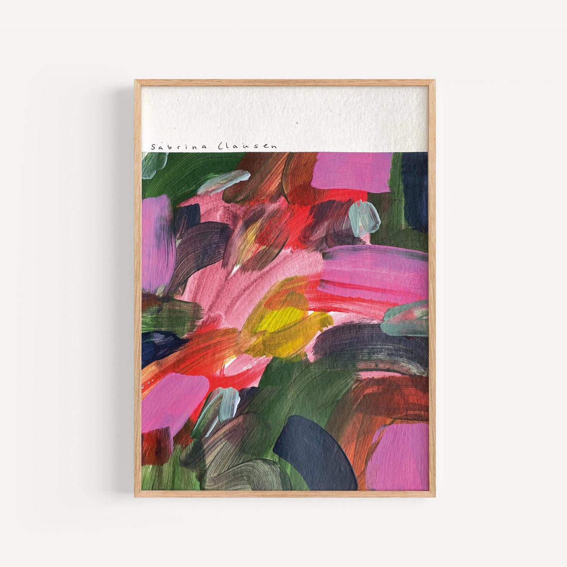 Sabrina Clausen Bold Red Pink Green Dynamic Abstract Art Poster