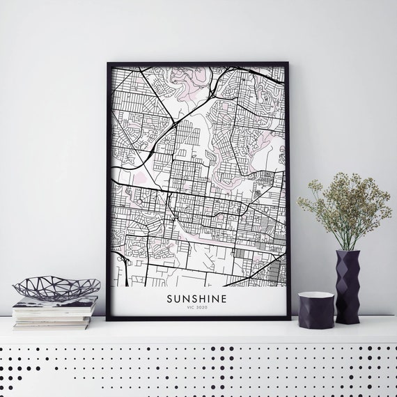 Sunshine Melbourne City Map Art Print