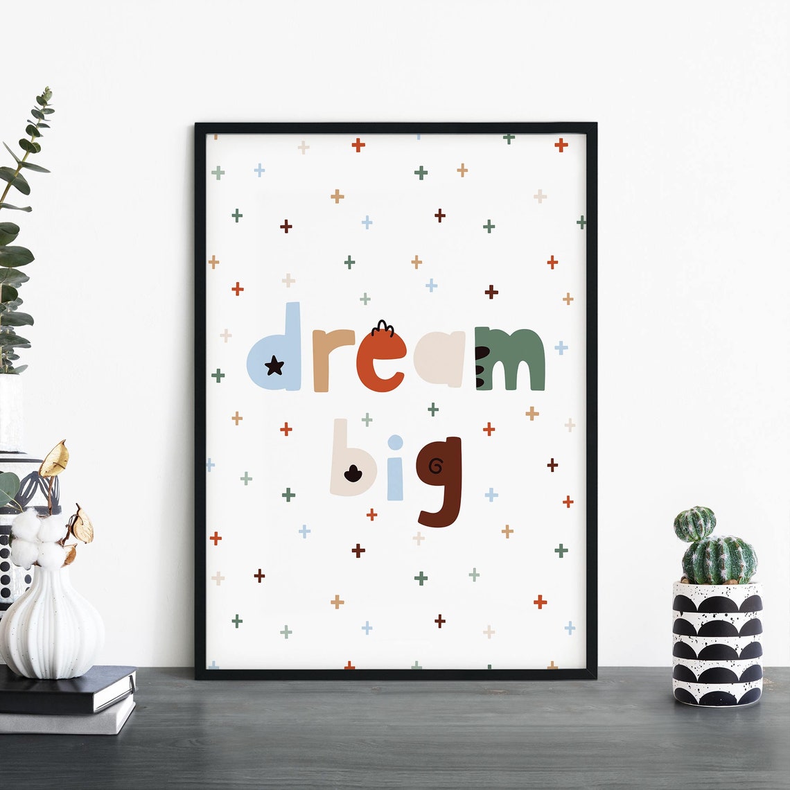 Dream Big Colorful Kids Nursery Inspirational Typography Poster