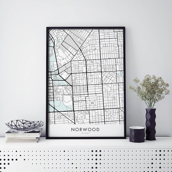 Elegant Minimalist Norwood Adelaide Australia City Map Poster Art