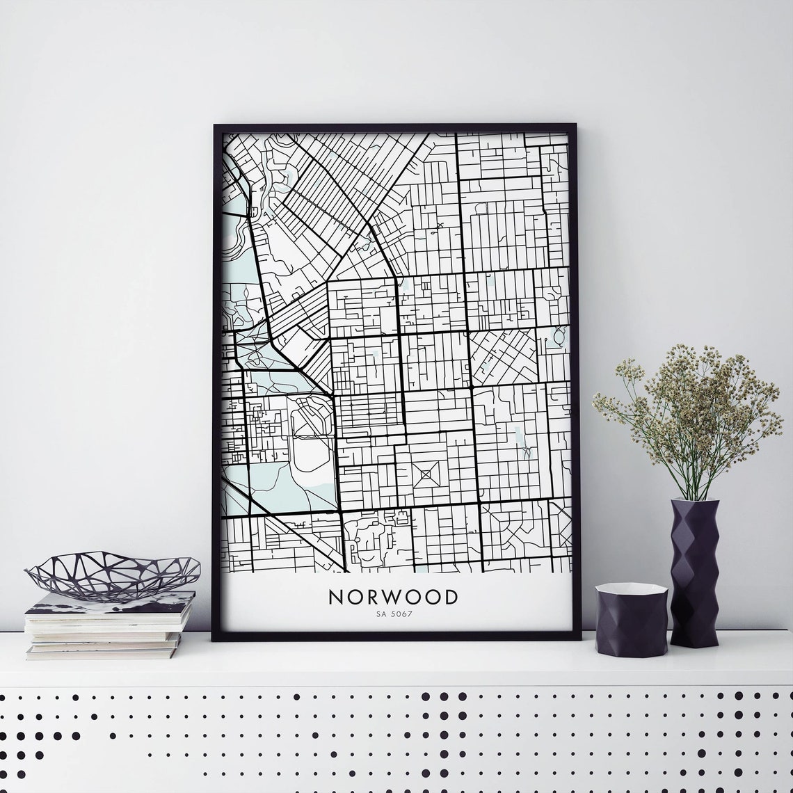 Elegant Minimalist Norwood Adelaide Australia City Map Poster Art