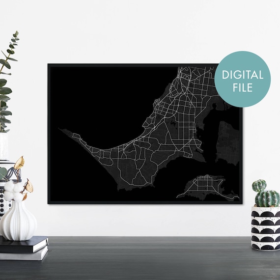 Mornington Peninsula Australia Dark Charcoal City Map Art Poster