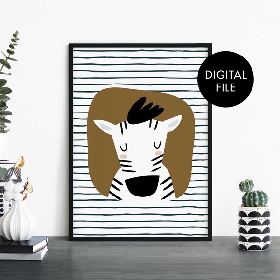 Zebra Poster Print Wall Art Childrens Kids Boys Girls Nursery Bedroom At Home File