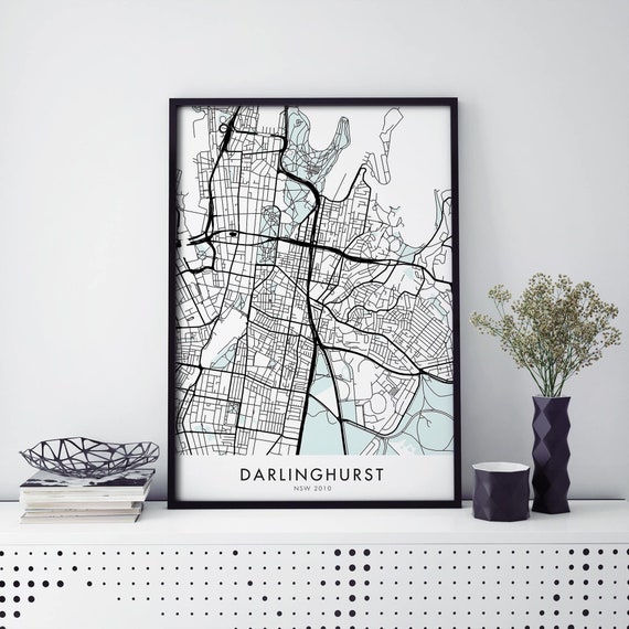 Darlinghurst Sydney Australia City Map Art Print