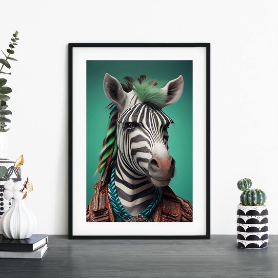 1970s Zebra Print Wall Art A4 A3 A2 A1
