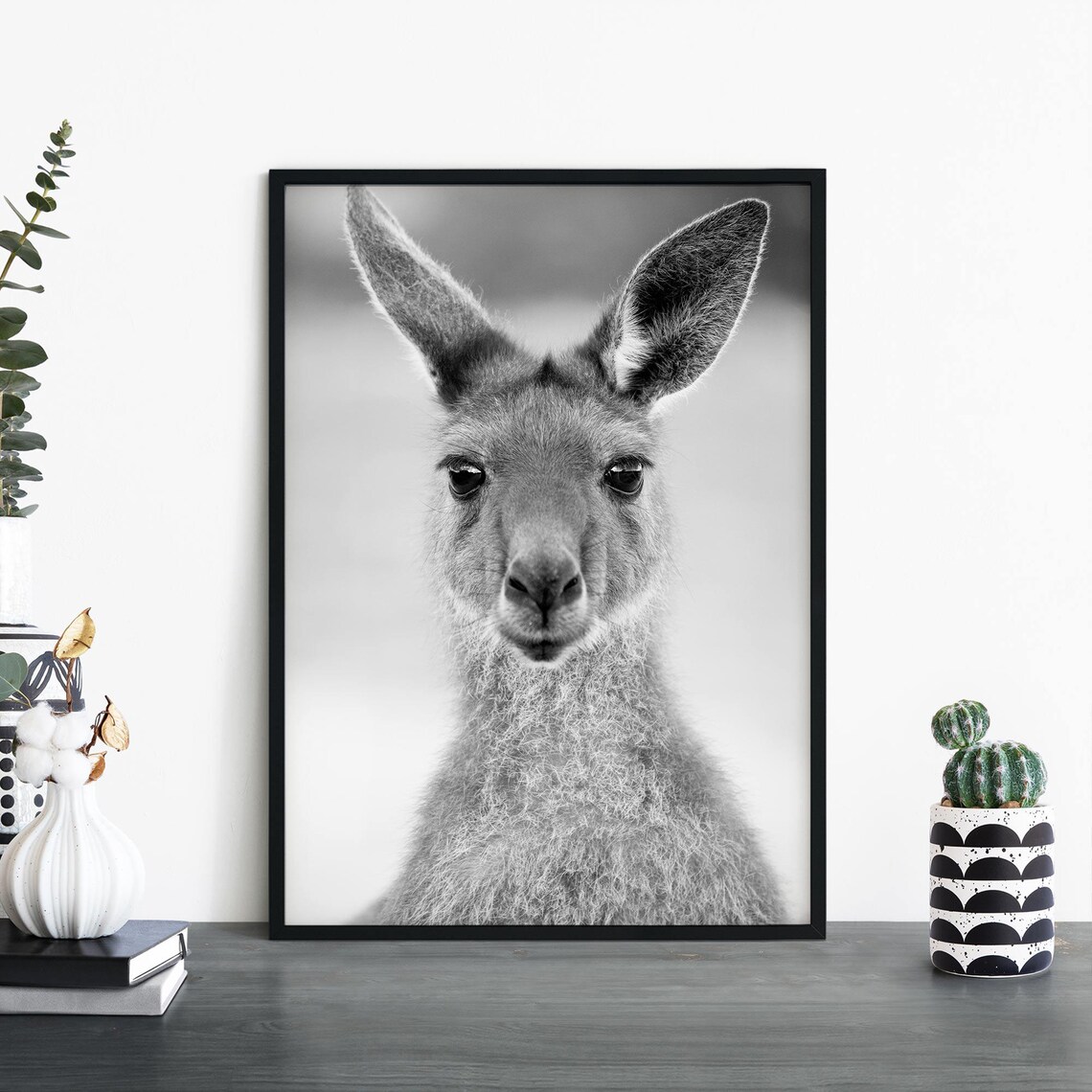 Australian Kangaroo Black White Photographic Print Wall Art A4 A3 A2 A1