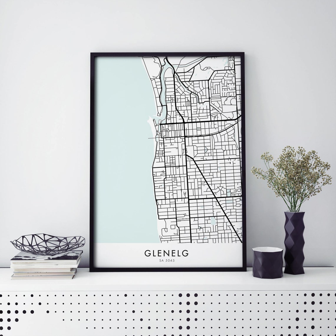 Glenelg South Australia Minimalist Coastal City Street Map Poster
