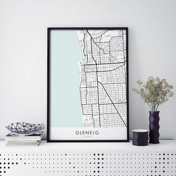 Glenelg South Australia Minimalist Coastal City Street Map Poster