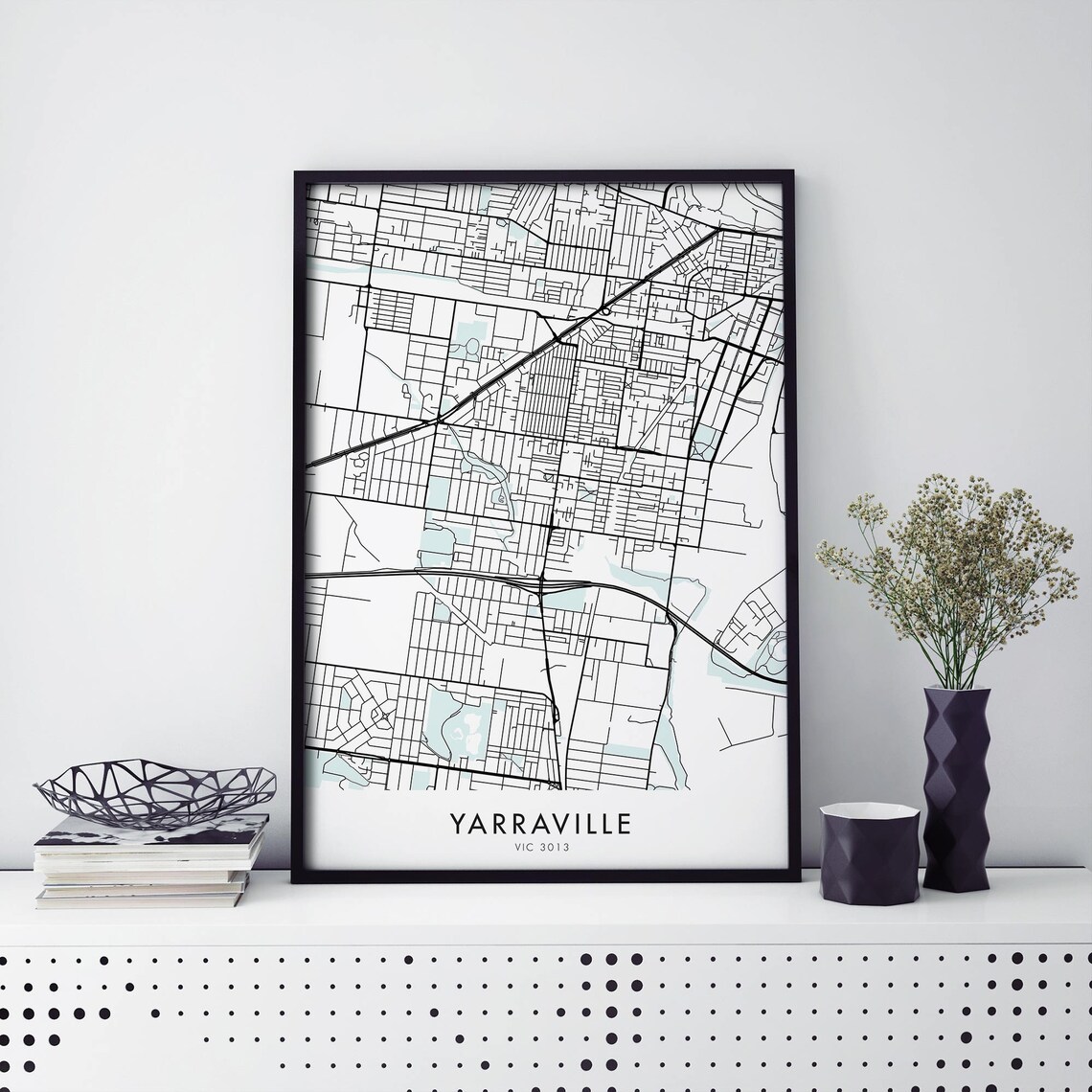 Yarraville VIC 3013 Minimalist Black And White City Map Street Art Poster