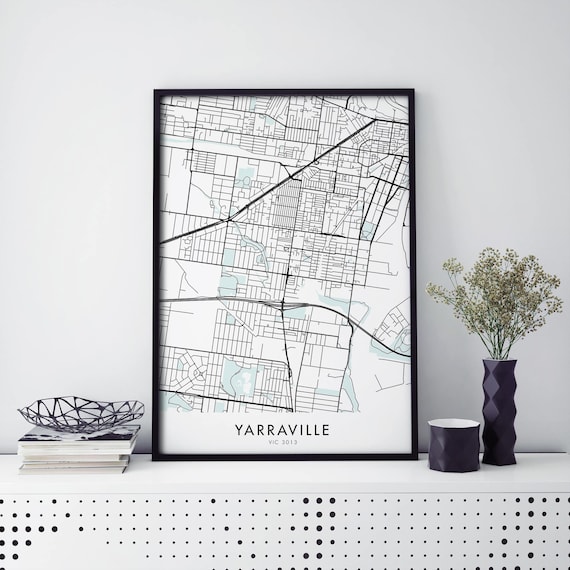 Yarraville VIC 3013 Minimalist Black And White City Map Street Art Poster