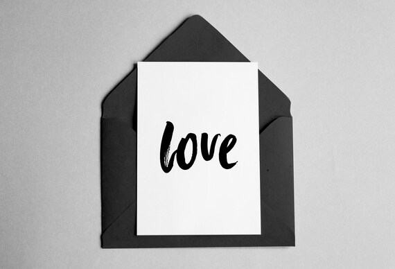 Love Brush Lettering Minimalist Typography Valentine's Card Poster