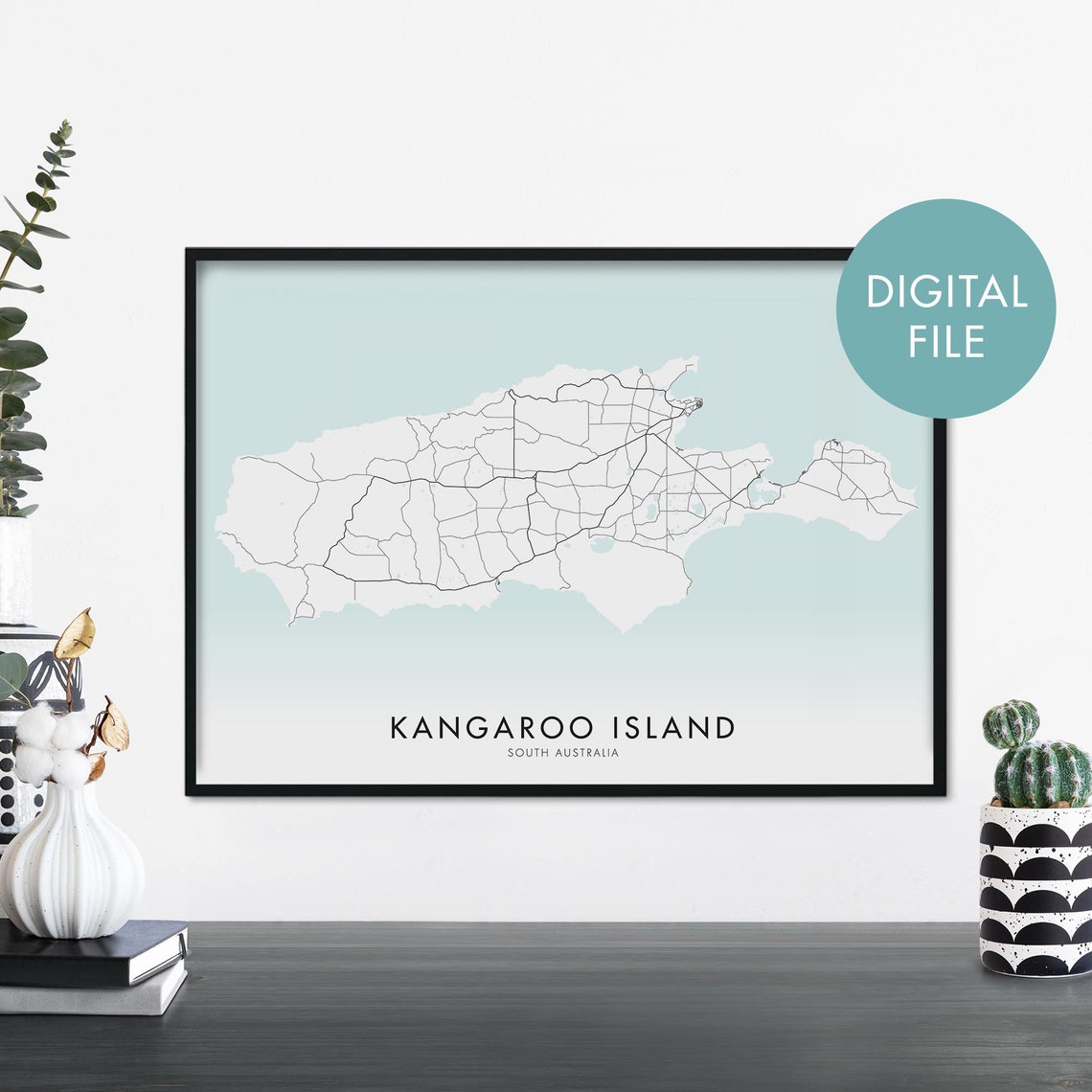 Kangaroo Island South Australia Digital File Map Wall Decor Poster
