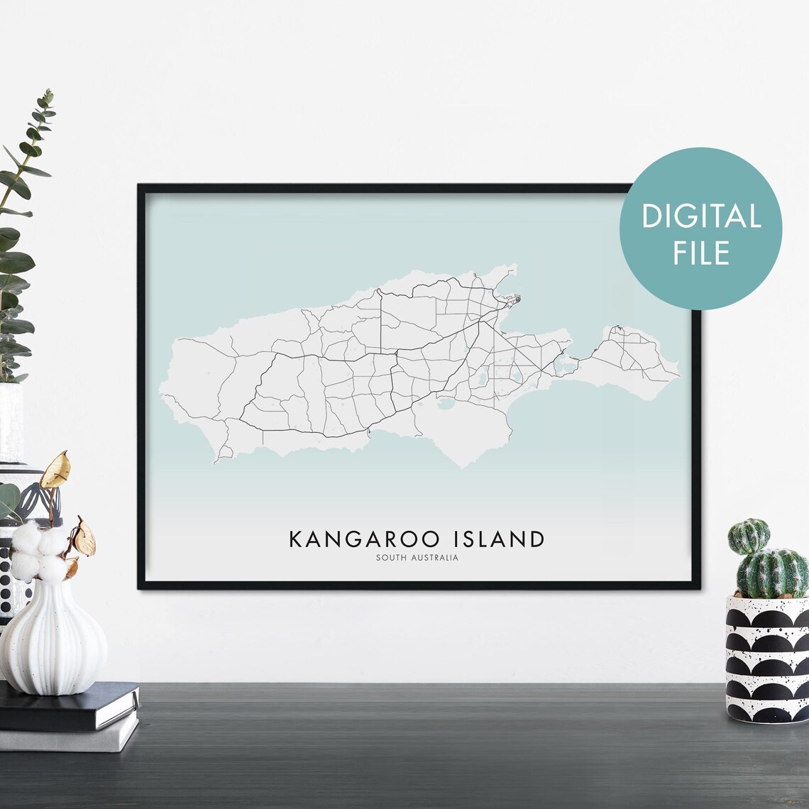 Kangaroo Island Victoria Australia City Map Print Wall Art At Home File