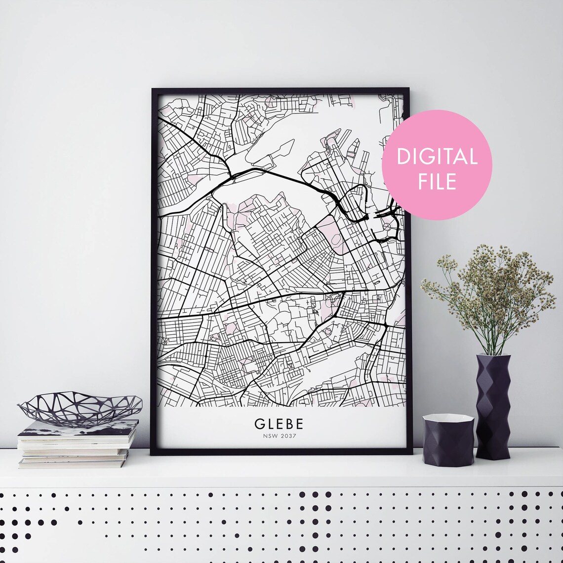 Glebe Sydney Australia City Map Art Print