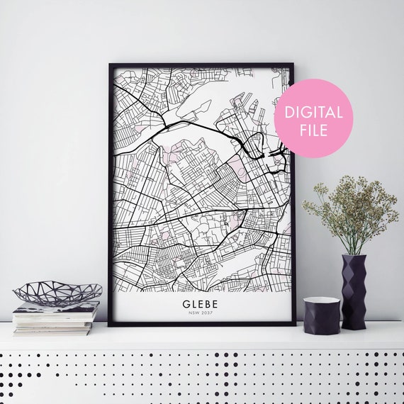 Glebe Sydney Australia City Map Art Print