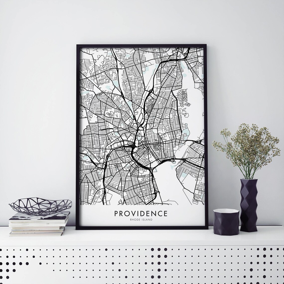 Providence Rhode Island USA Minimalist City Map Modern Decor Poster