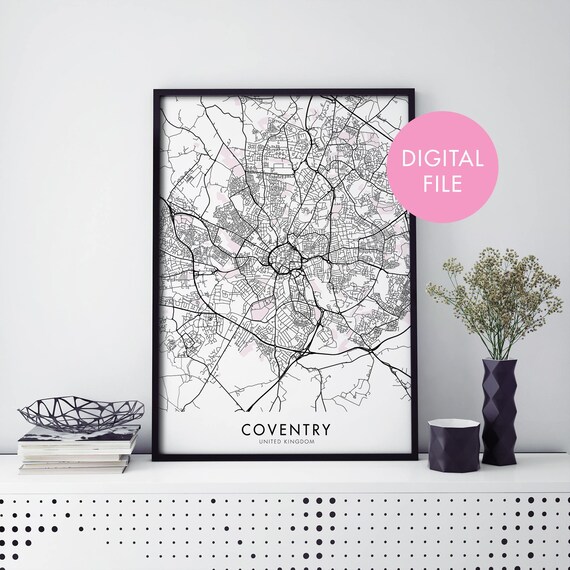 Coventry United Kingdom Minimalist Line Style City Map Art Poster