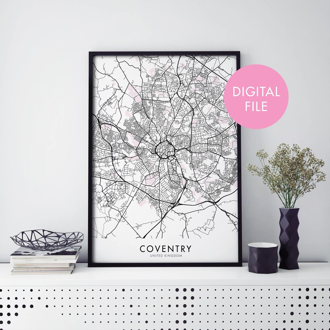 Coventry United Kingdom Minimalist Line Style City Map Art Poster