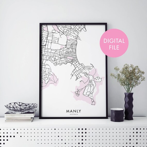 Manly Sydney Australia Minimalist City Map Street Plan Poster