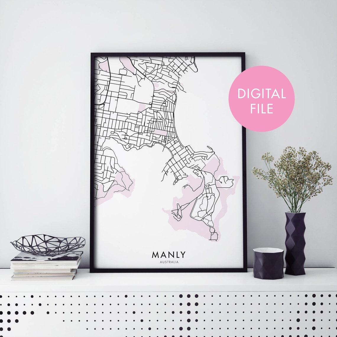 Manly Sydney Australia Minimalist City Map Street Plan Poster