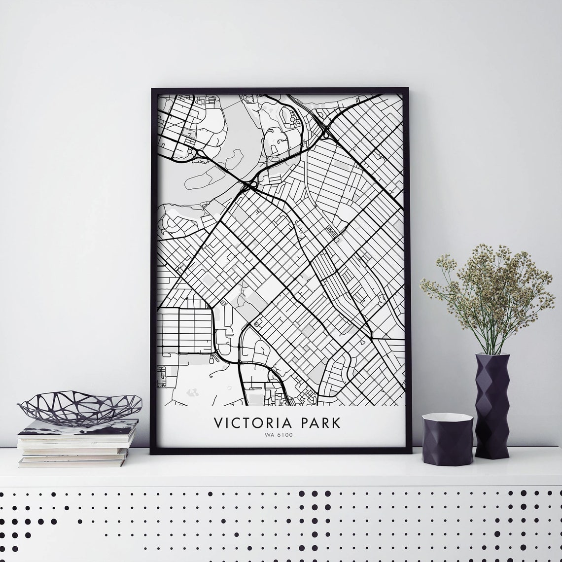 Victoria Park Perth Western Australia Bold Street Map Poster