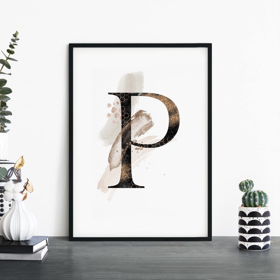 Letter P Alphabet Abstract Print Wall Art 4x6 5x7 A4 A3 A2 A1