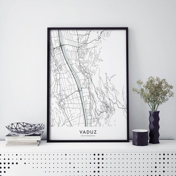Vaduz Liechtenstein Minimalist Black City Map Street Art Poster