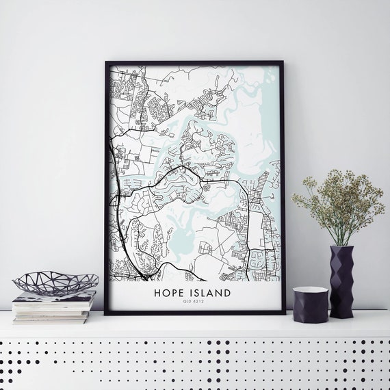 Hope Island Gold Coast Australia Map Art Print