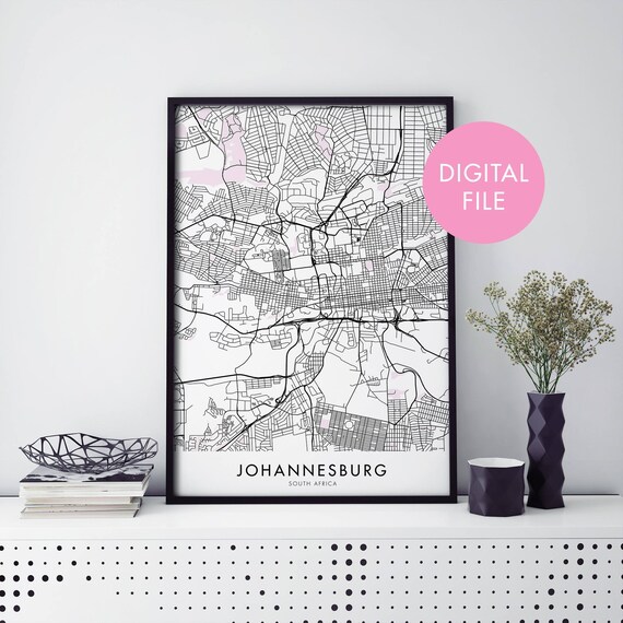 Johannesburg South Africa City Street Map Minimalist Art Poster