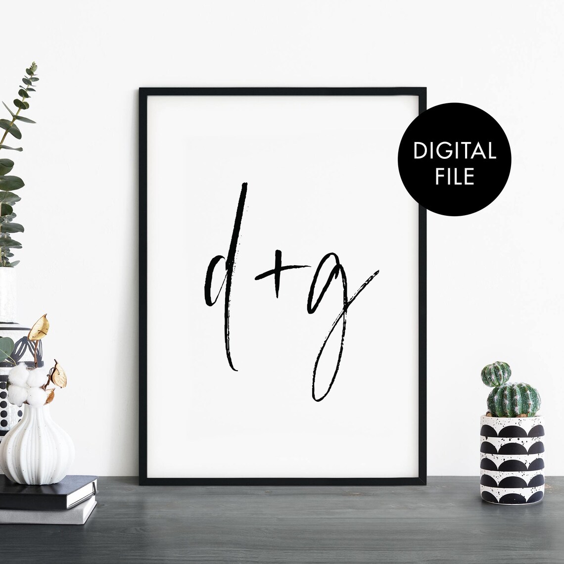Custom Couples Initials Poster Print, Personalized Wall Art