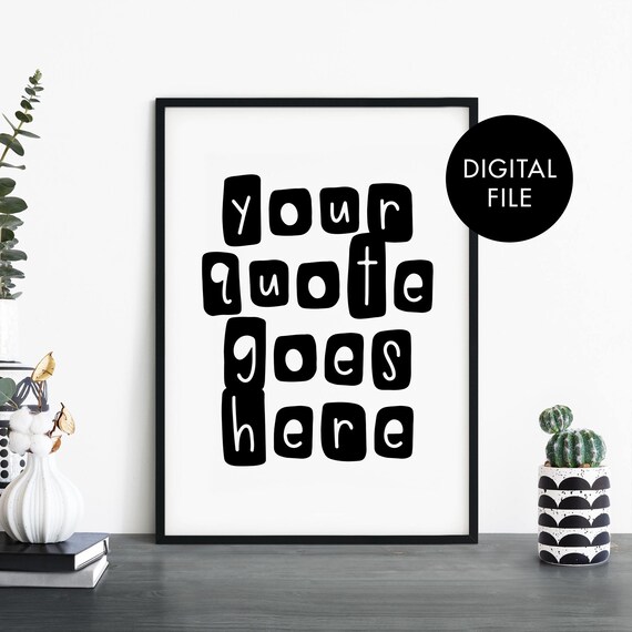 Custom Kids Bedroom Nursery Quote Text Poster Print Wall Art Personalized Your Here Jpeg File