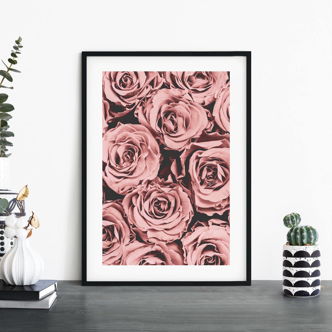 Blush Dusty Pink Rose Pattern Floral Photographic Art Poster