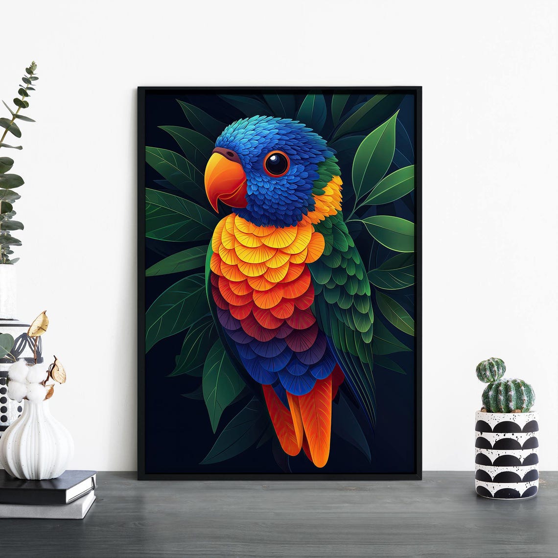 Rainbow Lorikeet Colorful Parrot Portrait Tropical Bird Print