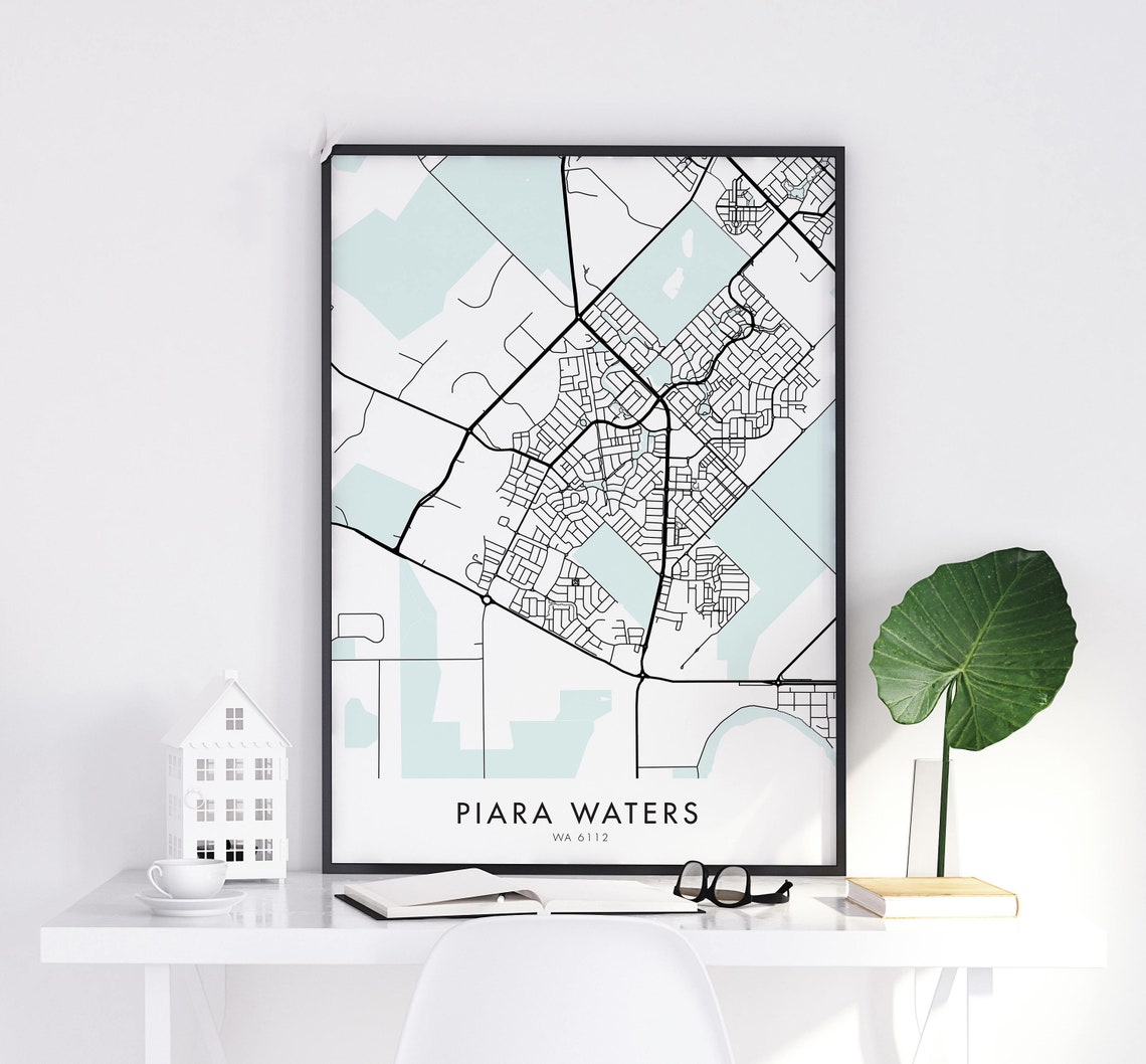 Piara Waters Perth Western Australia Street Map Suburb Wall Art
