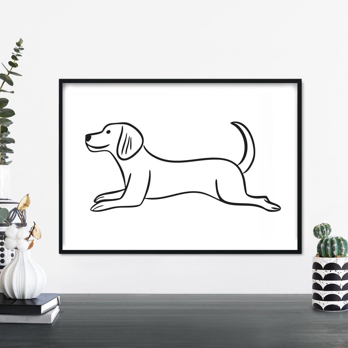 Stretchy Dachshund Minimalist Line Drawing Dog Lover Wall Print