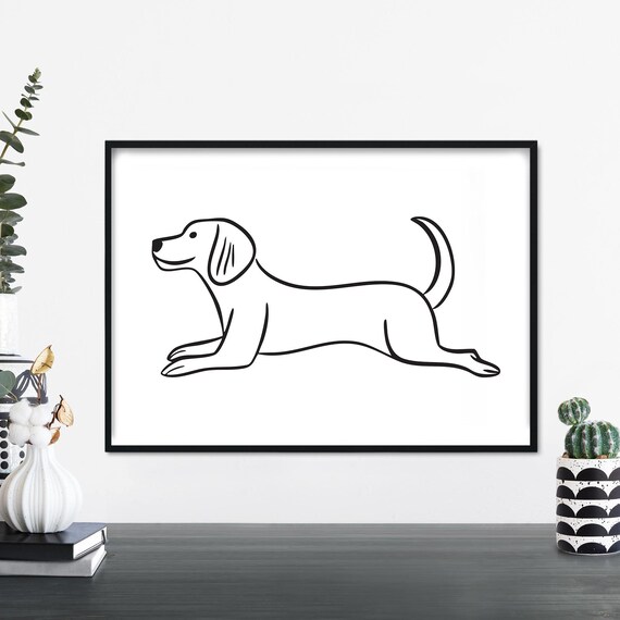 Stretchy Dachshund Minimalist Line Drawing Dog Lover Wall Print
