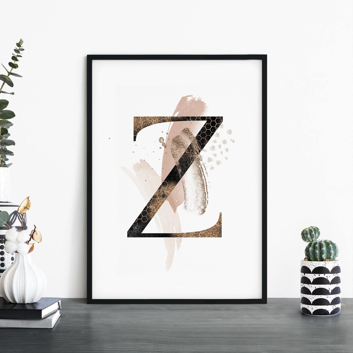 Letter Z Alphabet Abstract Art Print, Nursery Decor