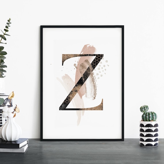 Letter Z Alphabet Abstract Art Print, Nursery Decor
