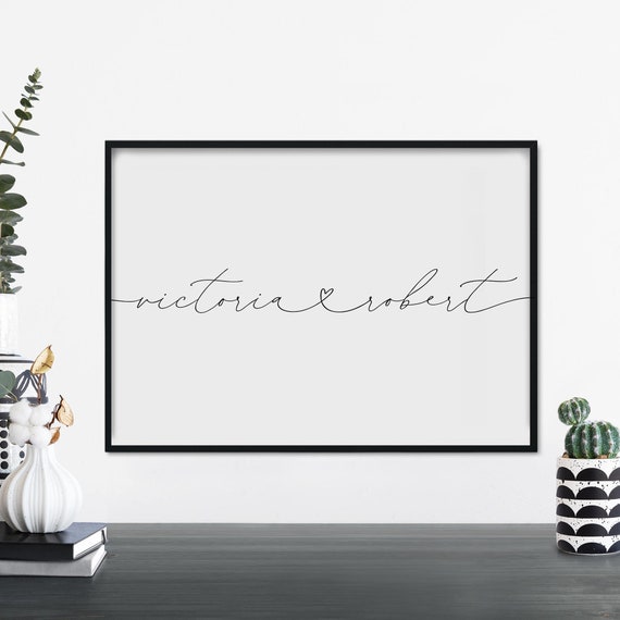 Custom Couple Names Heart Poster Print Wall Art Personalized Text Your Here
