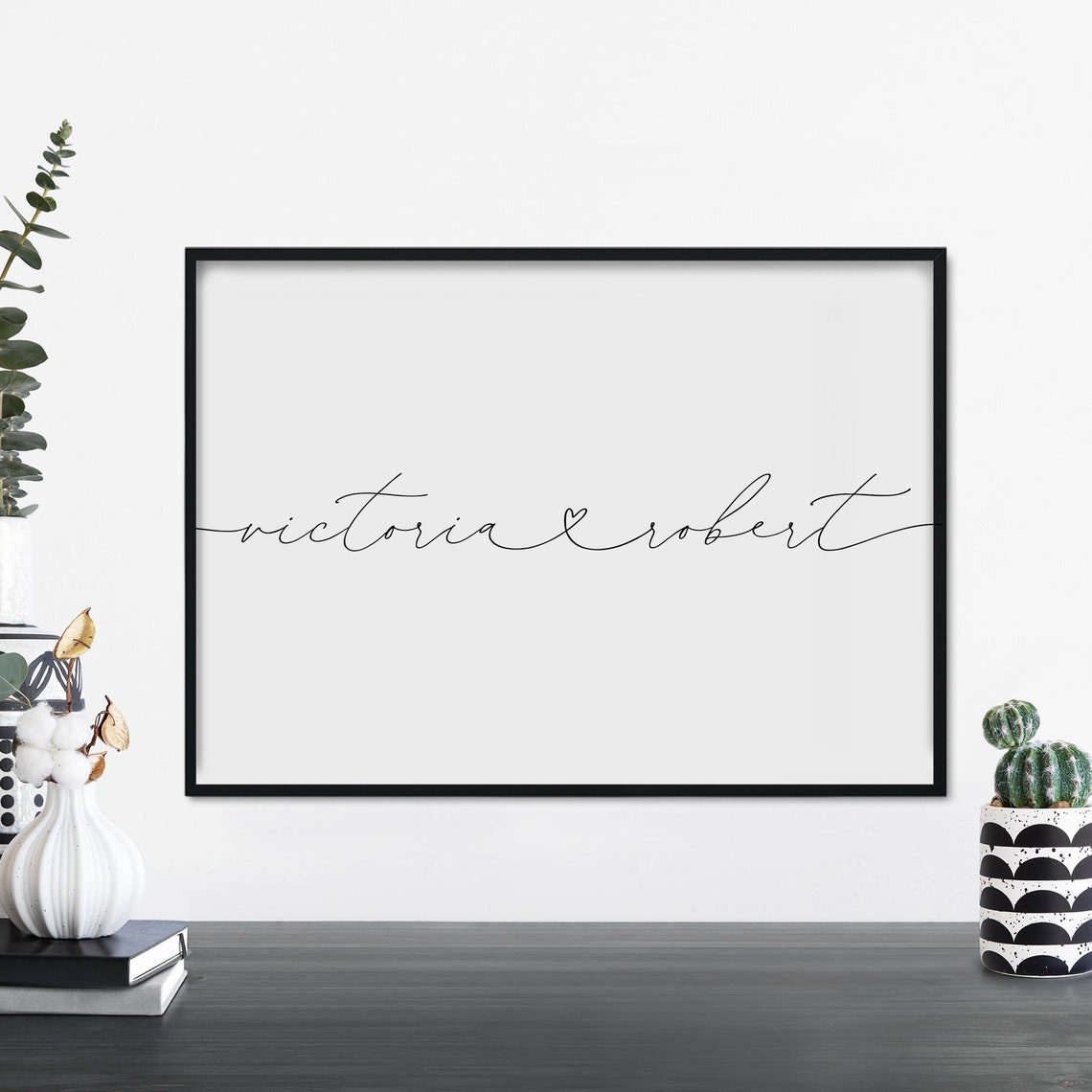 Custom Couple Names Heart Poster Print Wall Art Personalized Text Your Here