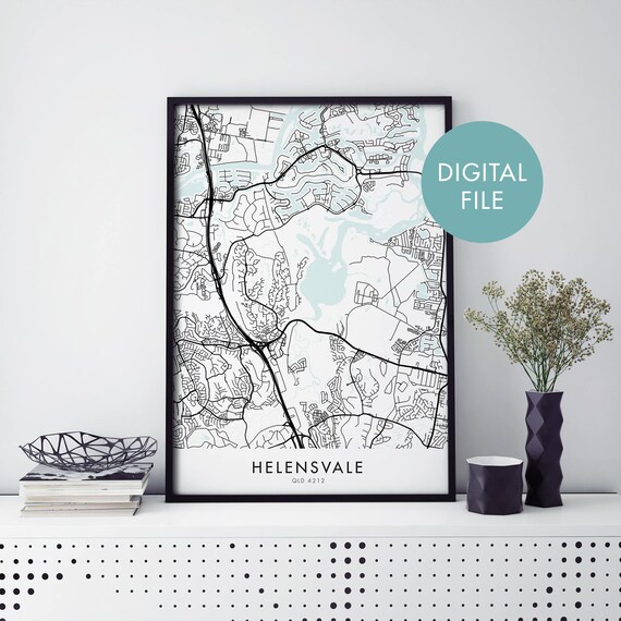 Helensvale Queensland Australia City Street Map Minimal Line Art Poster