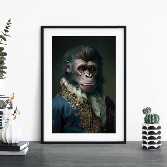 Ape In 1800s Fashion Costume Print Wall Art A4 A3 A2 A1