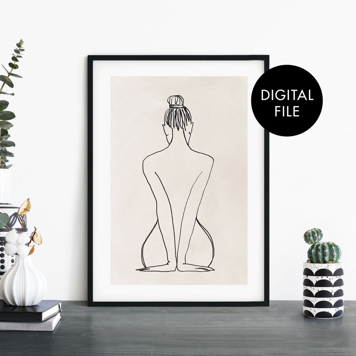 Minimalist Female Back Line Drawing Elegant Figure Art Poster