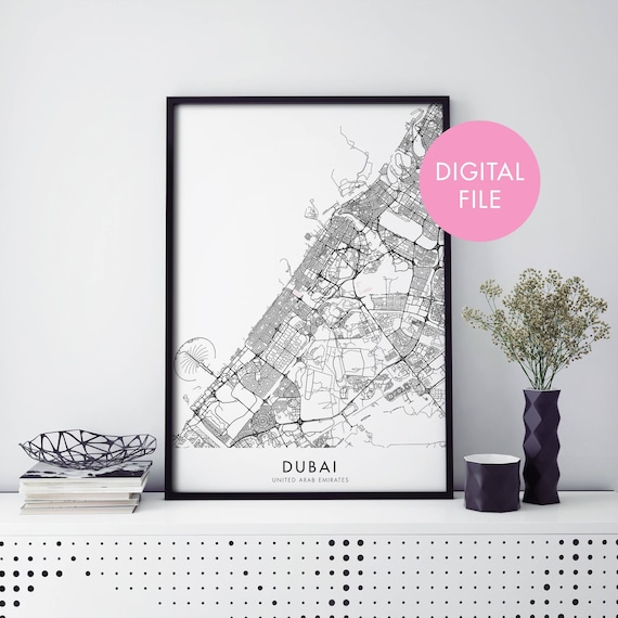 Dubai United Arab Emirates Minimalist City Map Digital Art Poster